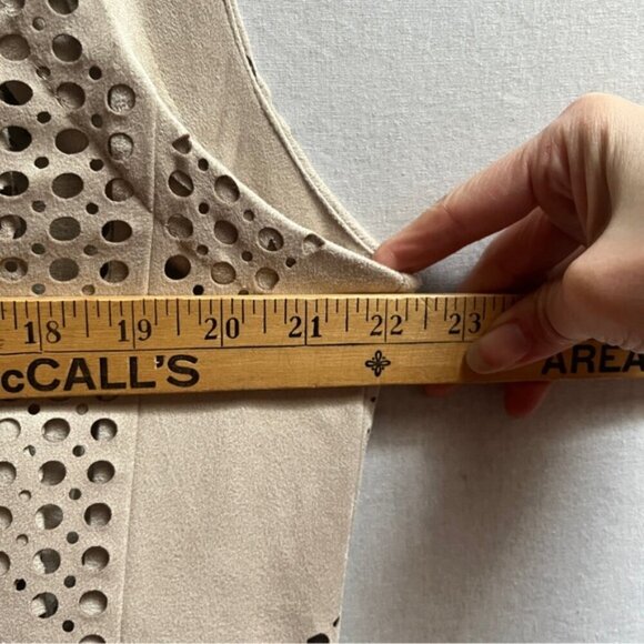 Melanie Lyne brushed suede sleeveless waterfall vest Sz L 22" PTP - Picture 9 of 10